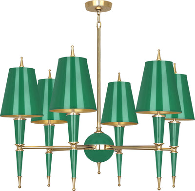Robert Abbey - G904 - Six Light Chandelier - Jonathan Adler Versailles - Emerald Lacquered Paint w/Modern Brass