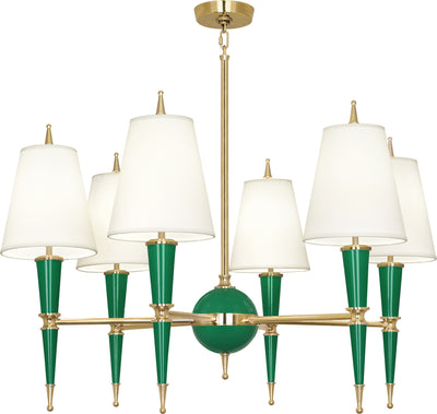 Robert Abbey - G904X - Six Light Chandelier - Jonathan Adler Versailles - Emerald Lacquered Paint w/Modern Brass