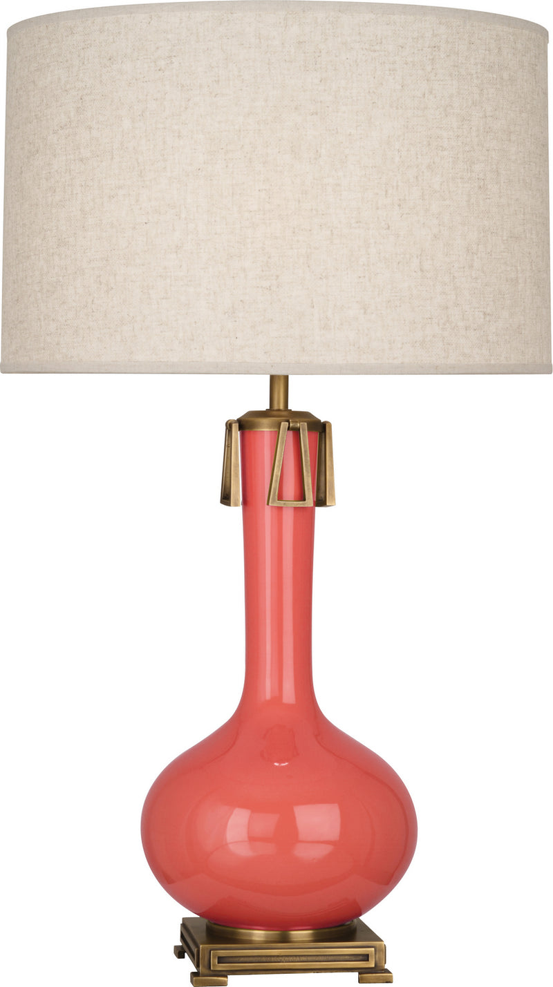 Robert Abbey - ML992 - One Light Table Lamp - Athena - Melon Glazed w/Aged Brass Cast Metal Base and Rings