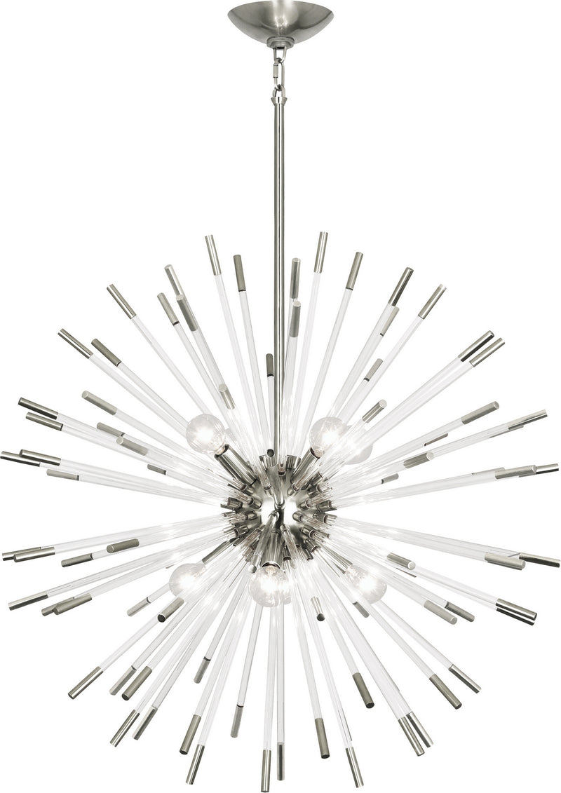 Robert Abbey - S166 - Eight Light Chandelier - Andromeda - Polished Nickel w/Clear Acrylic Rods