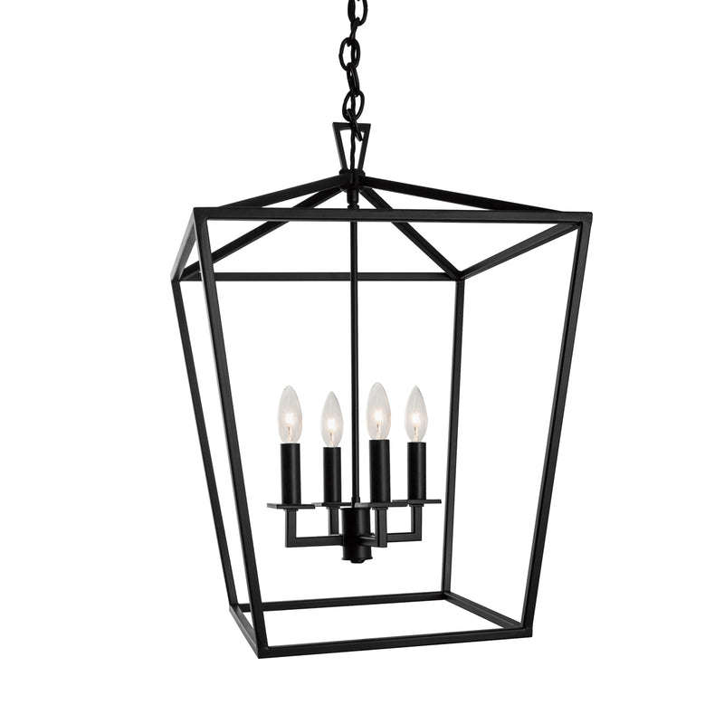 Norwell Lighting - 1081-MB-NG - Four Light Hanger - Medium Cage Pendant - Matte Black