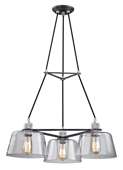 Troy Lighting - F6153 - Three Light Chandelier - Audiophile - Old Silver And Polished Alumin