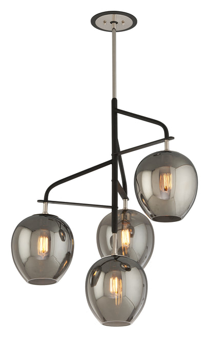 Troy Lighting - F4296-TBK/PN - Four Light Pendant - Odyssey - Carbide Black Polished Nickel