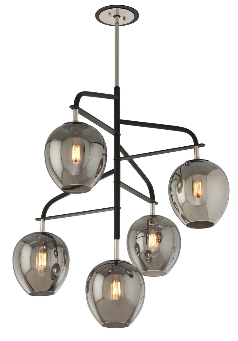 Troy Lighting - F4297-TBK/PN - Five Light Pendant - Odyssey - Carbide Blk & Pol Nickel