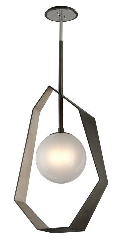 Troy Lighting - F5535 - One Light Pendant - Origami - Graphite With Silver Leaf