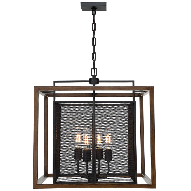 Varaluz - 285P04DOBL - Four Light Pendant - Rio Lobo - Dark Oak/Black
