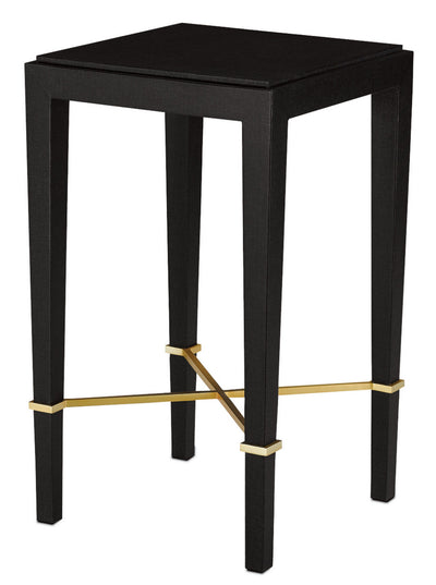 Currey and Company - 3000-0034 - Drinks Table - Verona - Black Lacquered Linen/Champagne