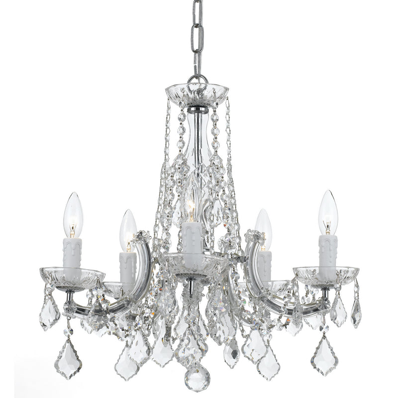 Crystorama - 4576-CH-CL-MWP - Five Light Chandelier - Maria Theresa - Polished Chrome