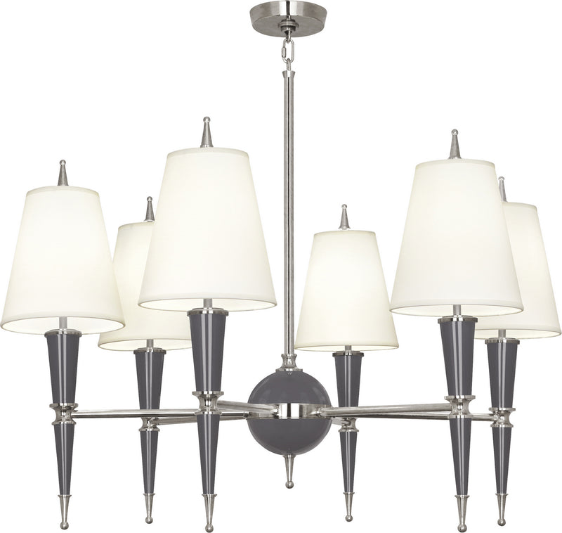 Robert Abbey - A604X - Six Light Chandelier - Jonathan Adler Versailles - Ash Lacquered Paint w/Polished Nickel