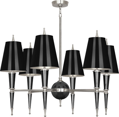Robert Abbey - B604 - Six Light Chandelier - Jonathan Adler Versailles - Black Lacquered Paint w/Polished Nickel