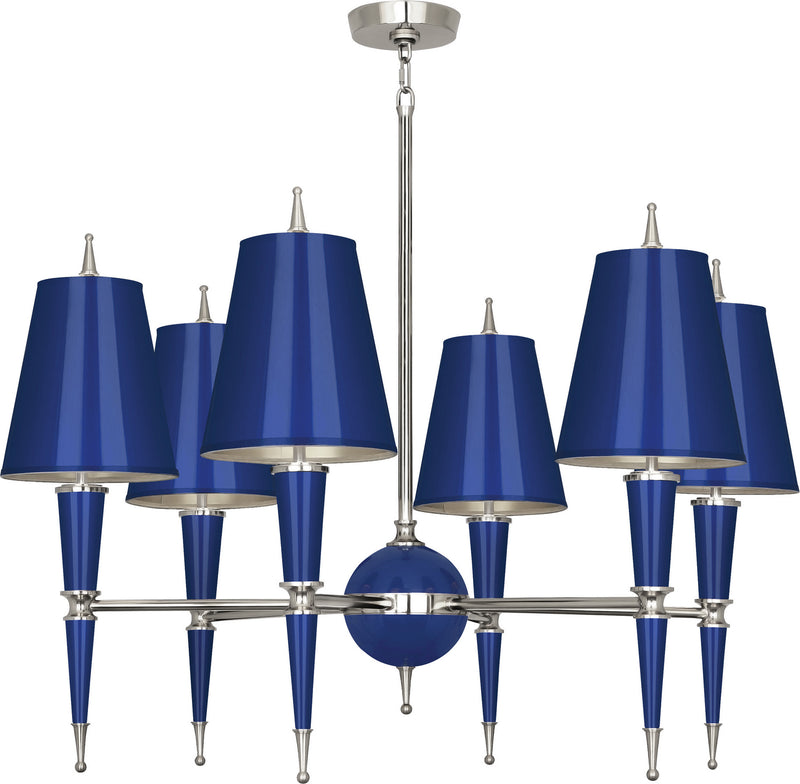 Robert Abbey - C604 - Six Light Chandelier - Jonathan Adler Versailles - Navy Lacquered Paint w/Polished Nickel