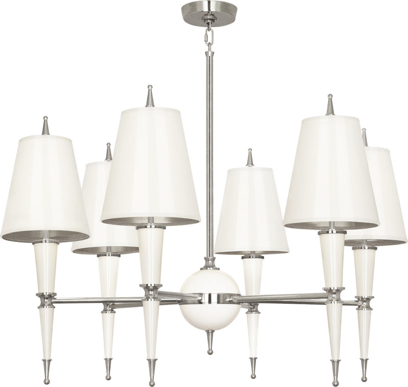 Robert Abbey - W604 - Six Light Chandelier - Jonathan Adler Versailles - Lily Lacquered Paint w/Polished Nickel