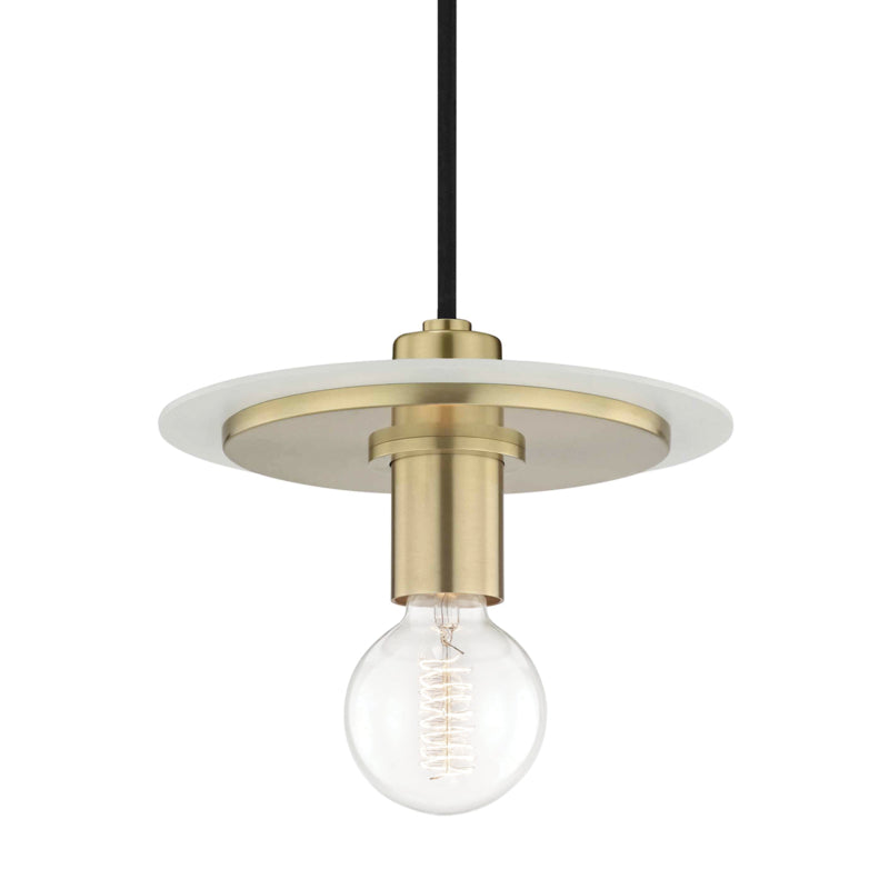Mitzi - H137701S-AGB/WH - One Light Pendant - Milo - Aged Brass/Soft Off White