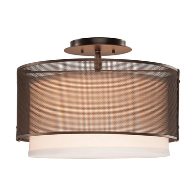 Hammerton Studio - CLB0019-14-FB-SH-E2 - Two Light Semi-Flush Mount - Uptown Mesh - Flat Bronze