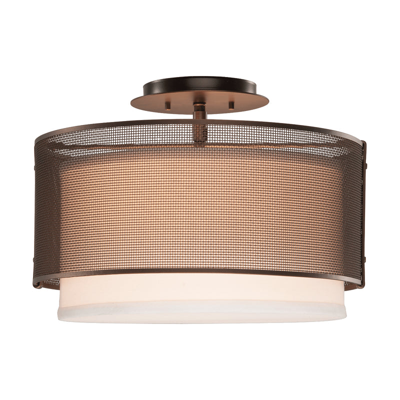 Hammerton Studio - CLB0019-14-FB-SH-E2 - Two Light Semi-Flush Mount - Uptown Mesh - Flat Bronze