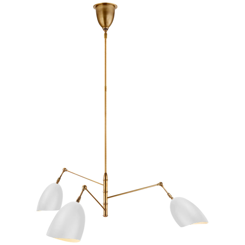 Visual Comfort Signature - ARN 5008HAB-WHT - Three Light Chandelier - Sommerard - Hand-Rubbed Antique Brass and White