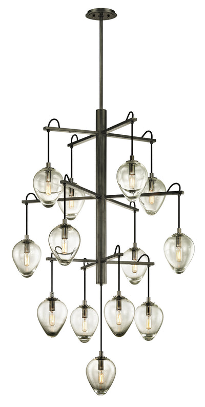 Troy Lighting - F6208-GRA/BCR - 13 Light Pendant - Brixton - Gun Metal With Smoked Chrome