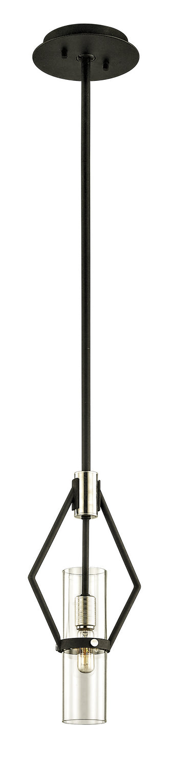 Troy Lighting - F6323 - One Light Pendant - Raef - Textured Black & Polish Nickel
