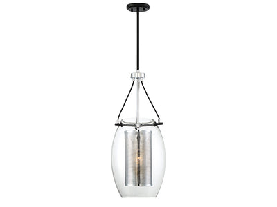 Savoy House - 7-9063-1-67 - One Light Pendant - Dunbar - Matte Black with Polished Chrome Accents