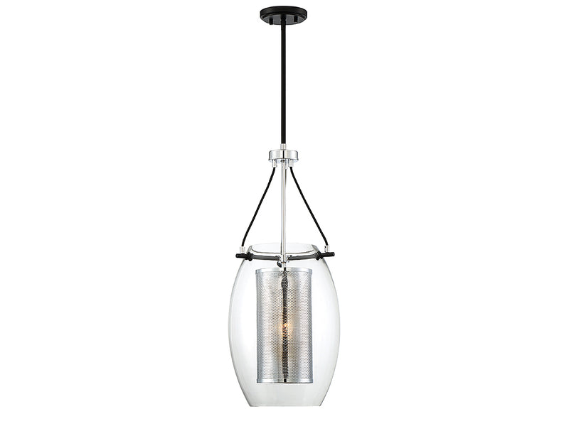 Savoy House - 7-9063-1-67 - One Light Pendant - Dunbar - Matte Black with Polished Chrome Accents