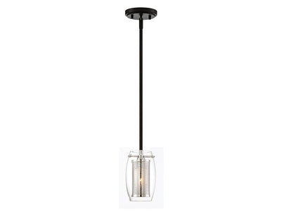 Savoy House - 7-9064-1-67 - One Light Mini Pendant - Dunbar - Matte Black with Polished Chrome Accents