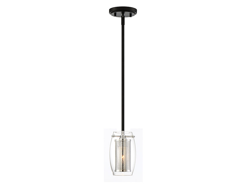 Savoy House - 7-9064-1-67 - One Light Mini Pendant - Dunbar - Matte Black with Polished Chrome Accents