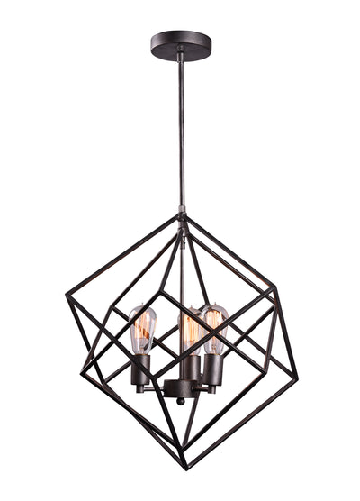 Matteo Lighting - C54623RB - Three Light Pendant - Geometry Series - Rusty Black