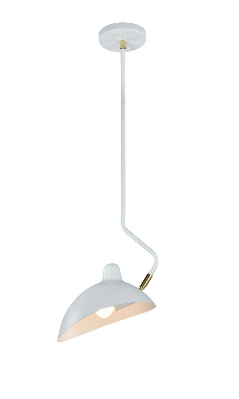 Matteo Lighting - C57901WH - One Light Pendant - Droid - White & Brushed Gold