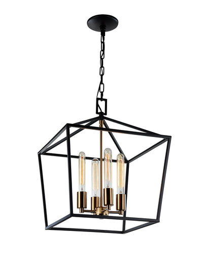 Matteo Lighting - C61704RB - Four Light Chandelier - Scatola - Rusty Black & Aged Gold Brass accents