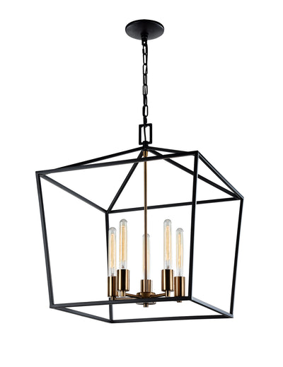 Matteo Lighting - C61705RB - Five Light Chandelier - Scatola - Rusty Black & Aged Gold Brass accents
