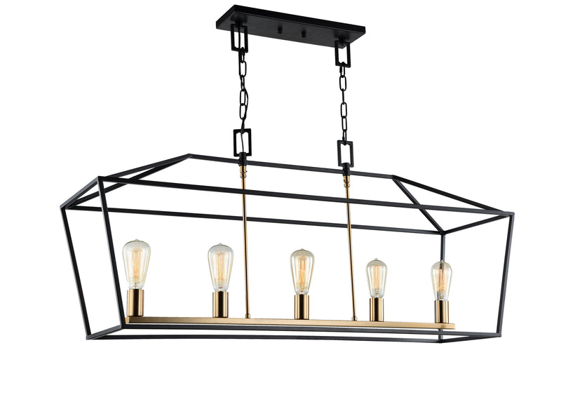 Matteo Lighting - C61715RB - Five Light Chandelier - Scatola - Rusty Black & Aged Gold Brass accents