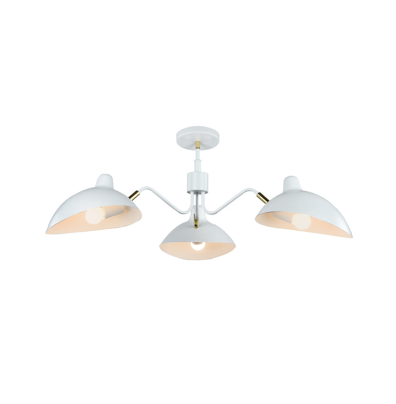 Matteo Lighting - X57903WH - Three Light Flush Mount - Droid - White & Brushed Gold