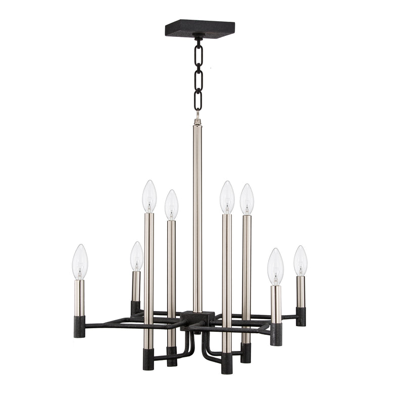 Varaluz - 307C08 - Eight Light Chandelier - To Circuit with Love - Textured Black/Brushed Nickel