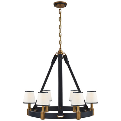 Ralph Lauren - RL 5610NB/NVY-L - Six Light Chandelier - Riley - Natural Brass and Navy Leather