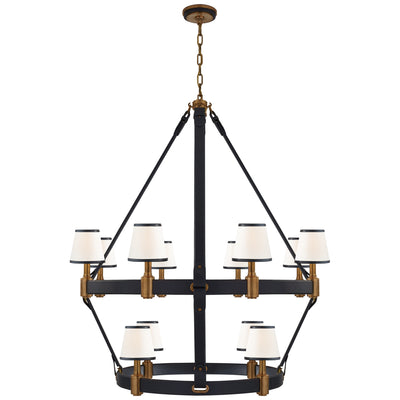 Ralph Lauren - RL 5614NB/NVY-L - 12 Light Chandelier - Riley - Natural Brass and Navy Leather