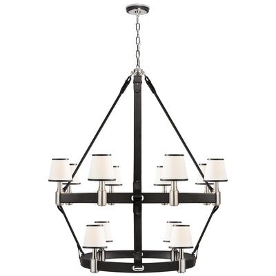 Ralph Lauren - RL 5614PN/CHC-L - 12 Light Chandelier - Riley - Polished Nickel and Chocolate Leather