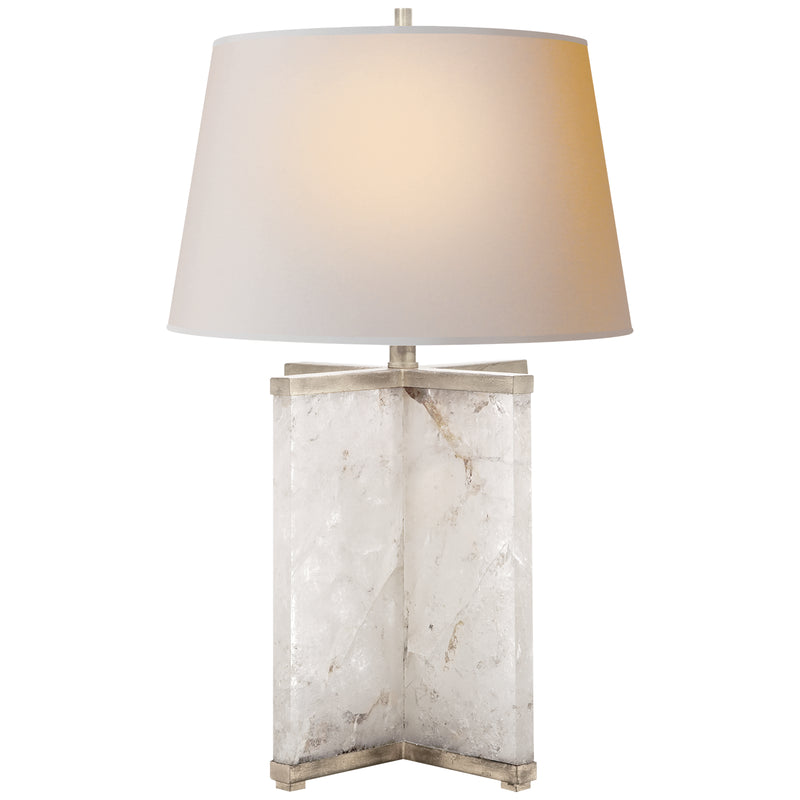 Visual Comfort Signature - SP 3005Q/BSL-NP - One Light Table Lamp - CAMERON - Natural Quartz Stone with Silver Leaf