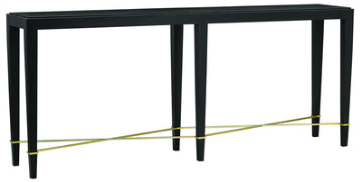 Currey and Company - 3000-0097 - Console Table - Verona - Black Lacquered Linen/Champagne