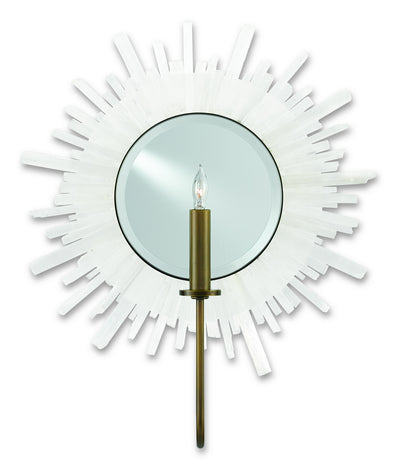 Currey and Company - 5000-0091 - One Light Wall Sconce - Halo - Natural/Antique Brass/Mirror