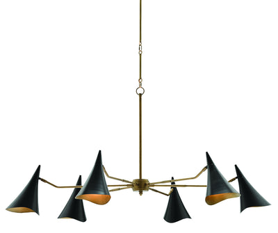 Currey and Company - 9000-0311 - Six Light Chandelier - Library - Oil Rubbed Bronze/Antique Brass