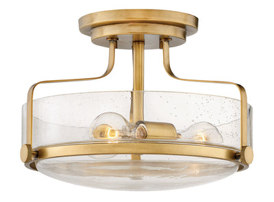 Hinkley - 3641HB-CS - LED Semi-Flush Mount - Harper - Heritage Brass with Clear Seedy glass