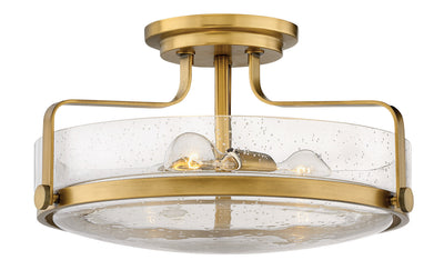 Hinkley - 3643HB-CS - LED Semi-Flush Mount - Harper - Heritage Brass with Clear Seedy glass