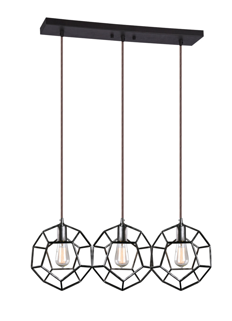 Matteo Lighting - C54643RB - Three Light Pendant - Geometry Series - Rusty Black