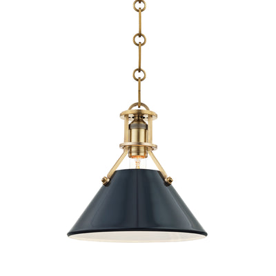 Hudson Valley - MDS351-AGB/DBL - One Light Pendant - Painted No.2 - Aged Brass/Darkest Blue