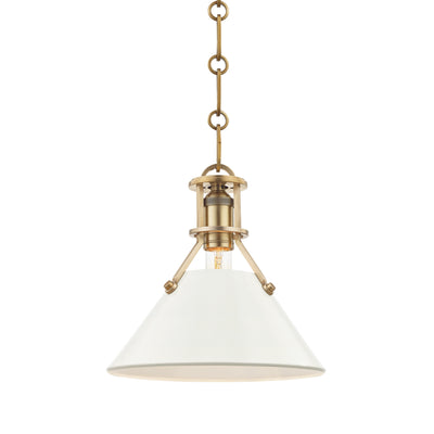 Hudson Valley - MDS351-AGB/OW - One Light Pendant - Painted No.2 - Aged Brass/Off White