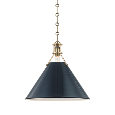 Hudson Valley - MDS352-AGB/DBL - One Light Pendant - Painted No.2 - Aged Brass/Darkest Blue