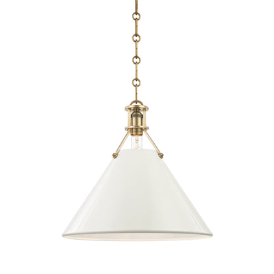 Hudson Valley - MDS352-AGB/OW - One Light Pendant - Painted No.2 - Aged Brass/Off White