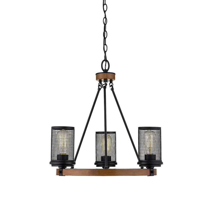 Millennium - 3523-MB/WG - Three Light Chandelier - Mesa - Matte Black/Wood Grain