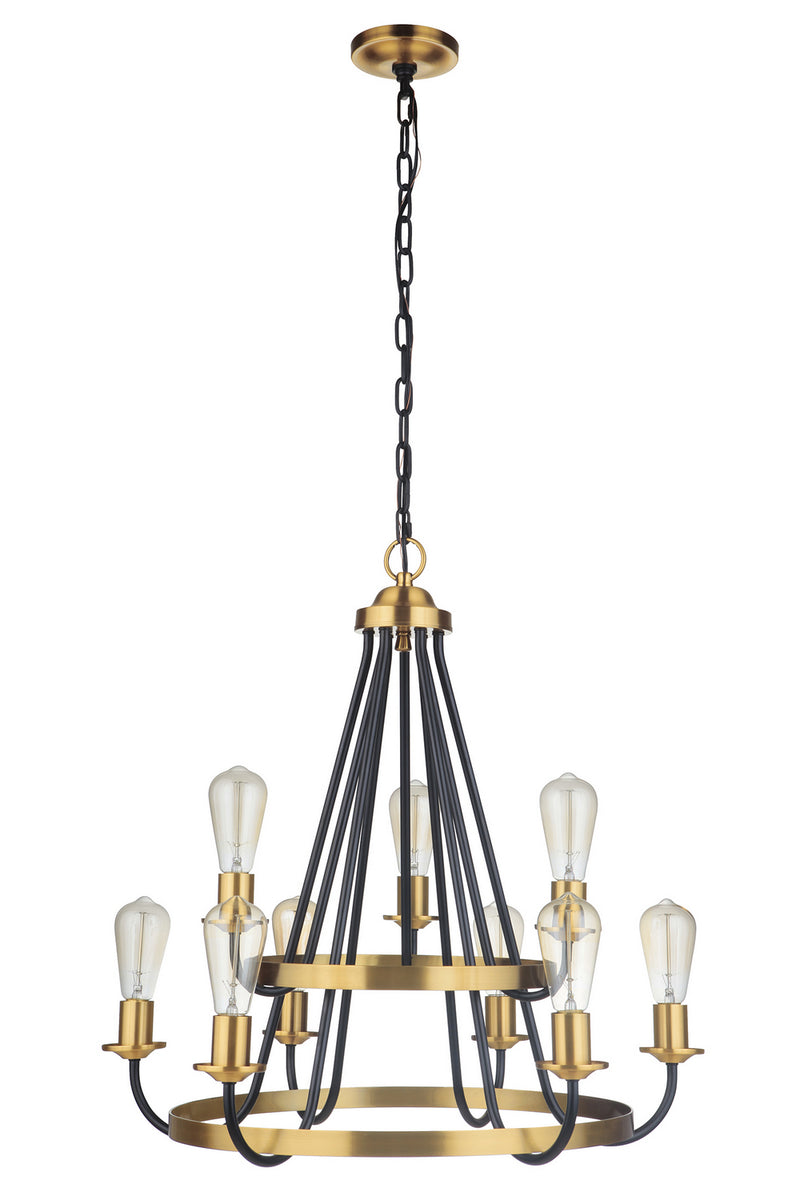 Craftmade - 50329-FBSB - Nine Light Chandelier - Randolph - Flat Black/Satin Brass