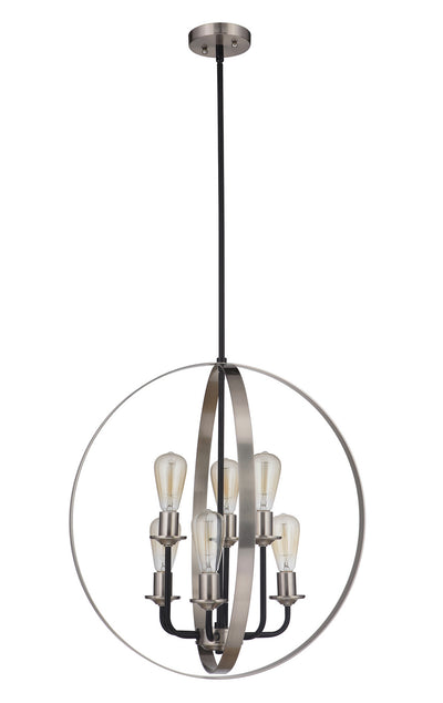 Craftmade - 50336-FBBNK - Six Light Foyer Pendant - Randolph - Flat Black/Brushed Polished Nickel